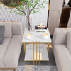 High-grade Natural Marble Square Side End Table Coffee Accent Table Metal Frame