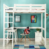 Heavy-Duty High Loft Bed with Stair Kids Teens White 3ft Single Cabin Bed Frames