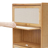 Wood Rattan Cupboard Storage 4Tier Free Standing Shoe Organizer Cabinet Entrance