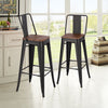 2x Bar Stools Retro Breakfast Kitchen Bar High Chairs MDF Seat Metal Legs Dining