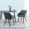 Set of 2 Armchairs Dining Chairs with Arms Velvet PU Faux Leather Chairs Kitchen