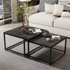 Set of 2 Nesting Tables Coffee Side End Stackable Nightstand Display Storage