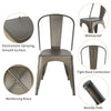 Set of 4 Metal Dining Chairs Industrial Kitchen Chairs Stackable Seat Bronze