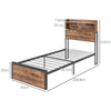 Single - Industrial Style Single Bed Frame with Storage Headboard and Underneath