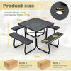 8 person Square Picnic Table Bench SetOutdoor Circular Picnic Table W/4 Benches