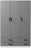 Wardrobe 180cm Tall Hanging Rail Shelf Storage Drawers White Grey Wood Unit Home
