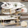 Set of 2 Coffee Nesting Table Set Detachable 2-Tier Sofa Side Table Faux Marble