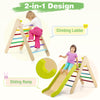 2-in-1 Triangle Climbing Set Kids indoor Wooden Triangle Climber Toy w/ slide