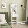 Small Dressing Table with Mirror LED Lights Vanity Desk with Fold-up Panel White