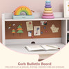 Student Writing Desk with 3-Layer Side Shelf & Storage Cabinet-White
