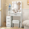 LED Vanity Table Set Sliding Lighted Mirror Dressing Table 6 Drawer Dresser Desk