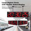 27.6in Double Sided Digital Wall Clock, Multifunctional Led Large Clock with ...
