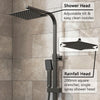 Bathroom Thermostatic Exposed Shower Mixer Twin Shower Head Square Bar Set Black