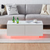 White High Gloss LED Coffee Table Wooden with 4 Drawers 16 Colors Adjustable