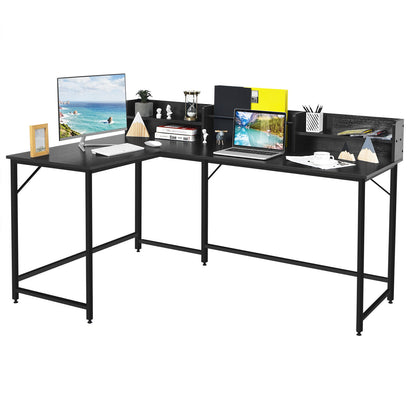 166CM Industrial Computer Desk Gaming Table L-Shaped Corner Workstation Black