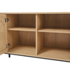 Rattan Woven 4 Doors TV Unit Stand Storage Shelves Wood Cabinet Media Unit Table
