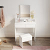 Bedroom White Dressing Table Makeup Desk Vanity Unit with Mirror 2 Drawers Stool