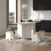 Mobile Drop Leaf Dining Table, Folding Desk with Wheels & 4 Chairs Natural