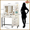White Dressing Table Makeup Desk and 5 Drawers, 11 LED Bulbs Mirror Vanity Set