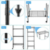 5 Tier Metal Storage Rack Shelving Wire Shelf Kitchen Office Unit Stand + Wheels