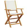 Folding Garden Chairs 8 pcs White Fabric and Solid Wood Y5F1