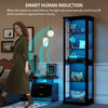 Display Cabinet whit Glass Doors, 71" Tall Curio Cabinet whit LED Light for Toys