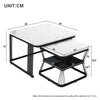 2Pcs Nesting Coffee Tables Set Square Stacking Side Tables Marble-Look White