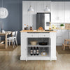 Kitchen Island Storage Cupboard W/Drop Leaf Countertop Side Racks 2-Door Cabinet