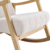 Creamy Fabric Upholstered Rocking Chair Living Room Nap Relaxing Rocker Armchair