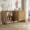 Slim Sideboard 150x35x78cm, 4 Doors Geometric Design, Living Bedroom Storage