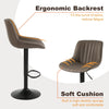 Ralex-chair Bar Stool Set of 2, Swivel Barstools with Back,PU Leather Brown