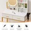 Dressing Table With LED Lights Round Mirror And Stool Vanity Table Makeup Desk