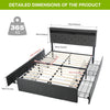 4FT6 Double Bed Frame with 4 Storage Drawers LED Upholstered Headboard HOT