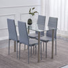 4pcs High Back Grey Faux Leather Dining Chairs Padded Seat Dining Room Kitchen