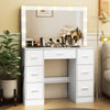 White Dressing Table with LED Lights Mirror 7 Drawers Vanity Makeup Desk Set NEW