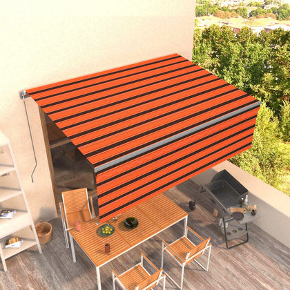 Manual Retractable Awning with Blind 4x3m Orange & Brown