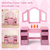 Princess Dressing Table Kids Vanity Desk & Chair Set-Pink
