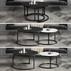 Modern Nesting Coffee Table Set of 2 - Black Round Wood for Living Room