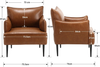 Armchair PU Leather Upholstered Padded Lounge Seating Living Room Office Brown