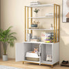 Indoor Tall Pet House Corner Shelf Cat Litter Box Enclosure-White