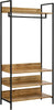 Double Open Wardrobe Cupboard with 4 Shelves Storage Unit Clothes Rail Stand