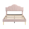 UPHOLSTERED PLATFORM BED 5 FT KING BED FRAME WITH HEADBOARD VELVET FABRIC PINK