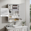 LED Bathroom Mirror Cabinet 3 Color Dimmable Light with Storage Shelves 72x80cm