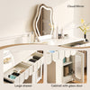 White Dressing Table With Clound Mirror Makeup Desk Vanity Scalable Cabinet