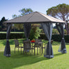 3x3(m) Polycarbonate Hardtop Gazebo Canopy w/ Aluminium Frame Netting & Curtains