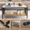 Coffee Table Rectangular 2 Tier Storage Shelf Faux Marble Metal Living Room Home