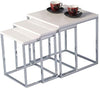 Modern Nesting Table Set of 3 Living Room White High Gloss Wood Coffee End Table