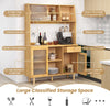 175CM Kitchen Bamboo Buffet Cabinet Wine Bar Freestanding Pantry Cabinet