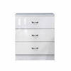 High Gloss White Deep 3 Drawer Chest Of Drawers Wood Style Frame Bedside Furnish