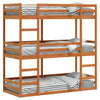 Triple Bunk Bed Wax Brown 80x200 Solid Wood Pine V7C8